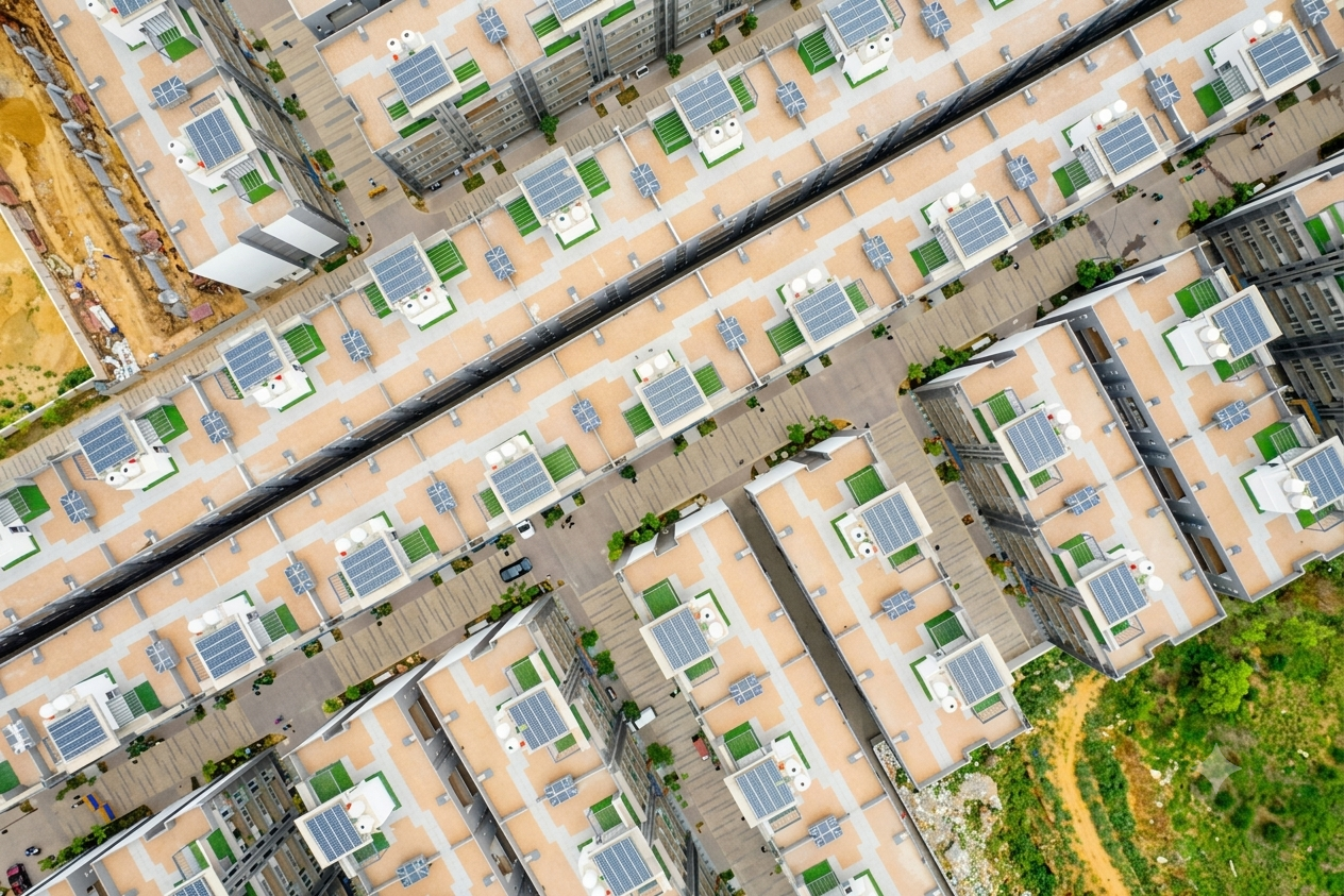 Illustration of rooftop solar panels