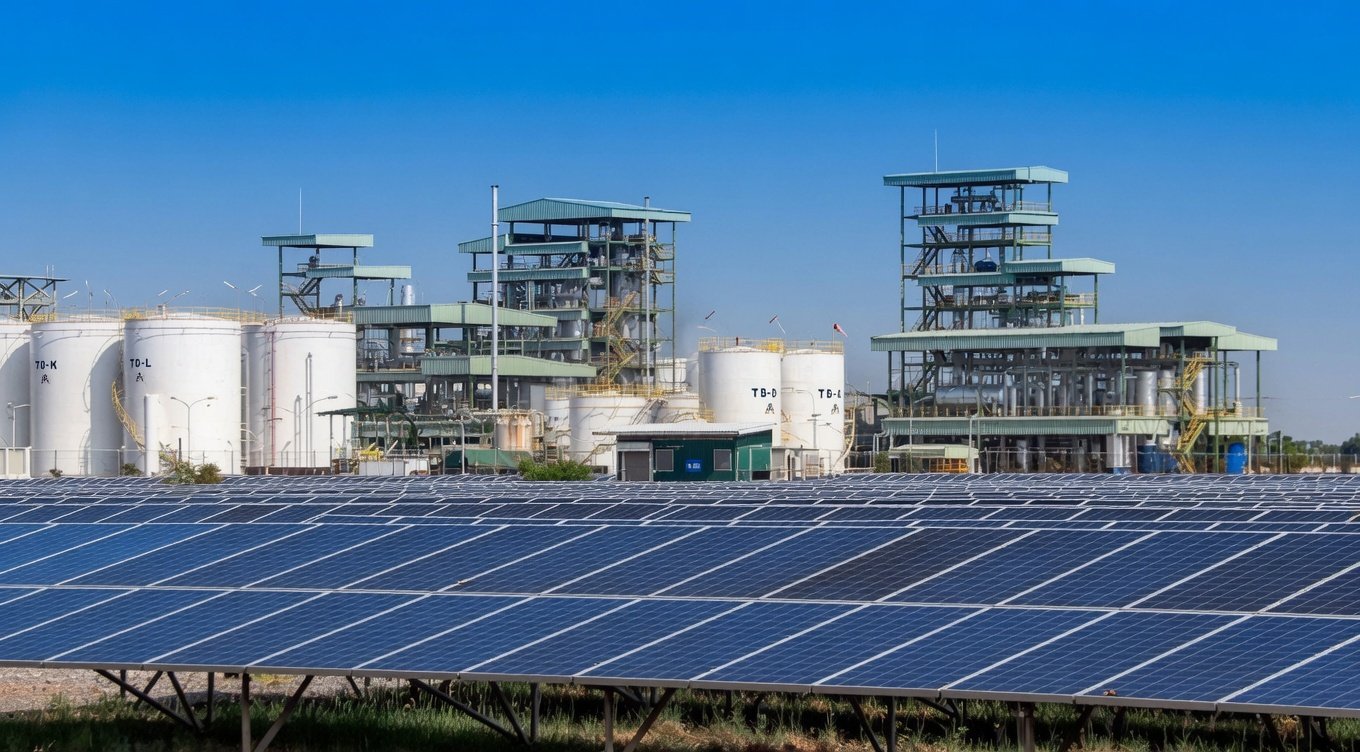 Illustration of an industrial solar plant