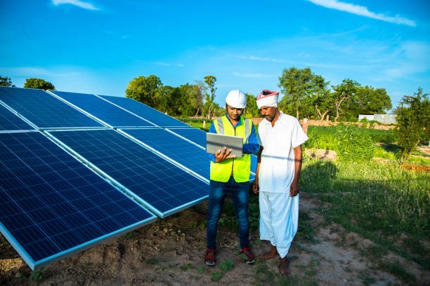 Agricultural solar pumping illustration
