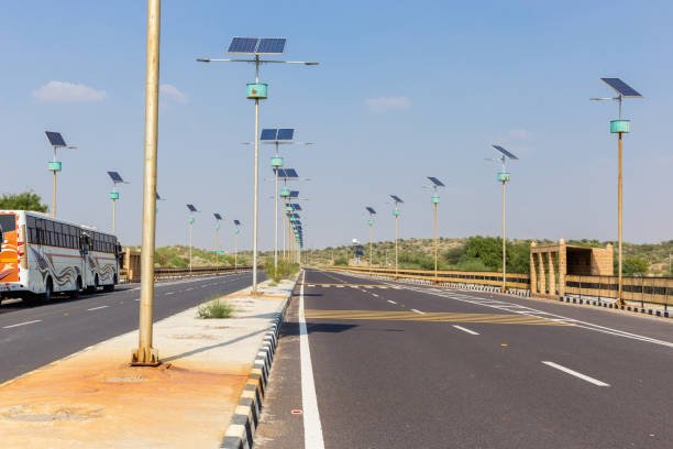 Illustration of solar street lighting